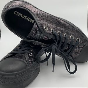 Converse all star black platform w/sequins  sz 9